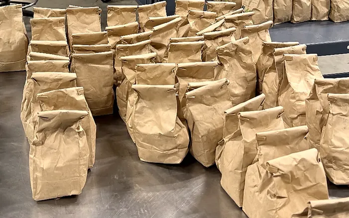 Soil sample bags lined up for processing at the Next Level Ag lab