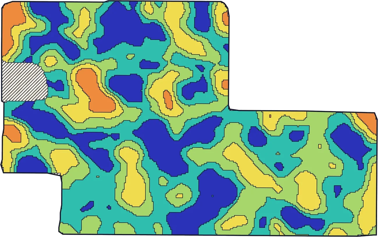 Example field split into five management zones